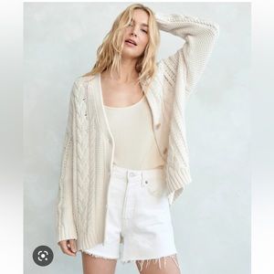 Jenni Kayne Cable Knit cardigan ivory small